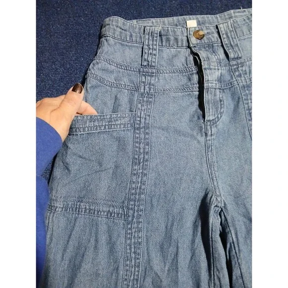 American Eagle Wide Leg  Blue Jeans Button fly  Size 00 - Picture 3 of 13